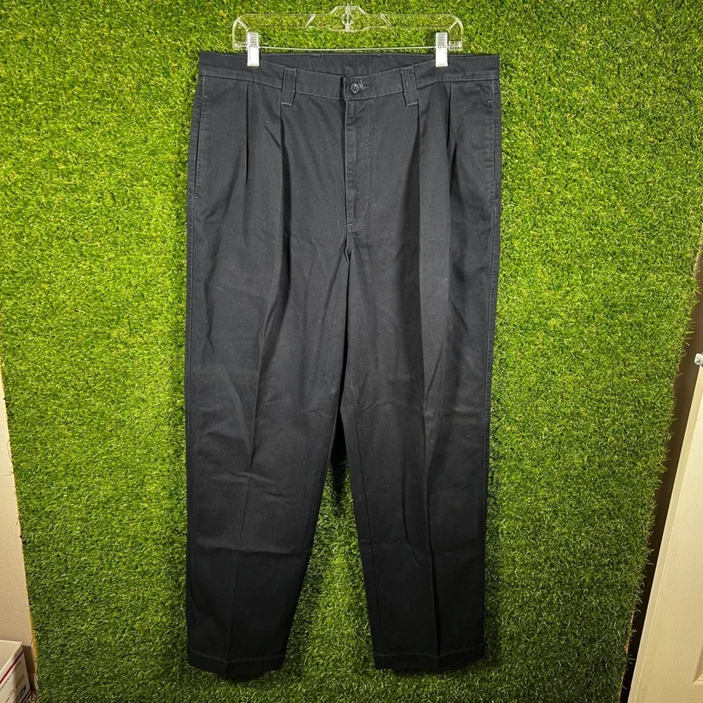 Polo Jeans Co Ralph‎ Lauren Mens 36x32 Navy Blue Pleated Cotton Chino Pants